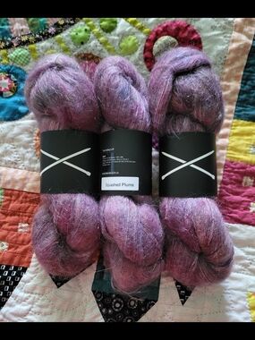 THE KNITTING LOFT "DUST" Hand-Dyed Squashed Plums Mohair Blend Yarn - Purple